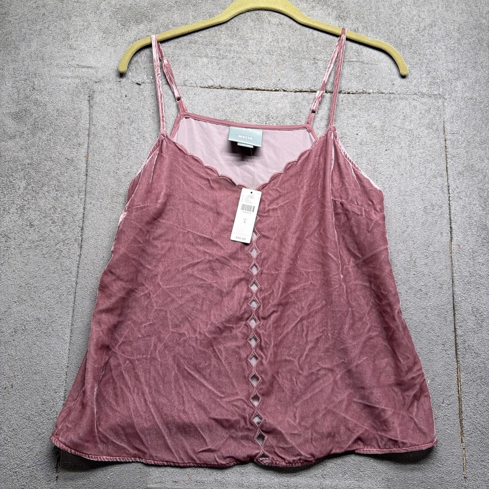 Anthropologie Maeve Velvet Cami Tank Button Front Spaghetti Strap Womens Small